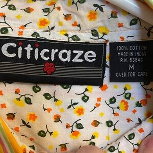 Citicraze Highlighter Striped Cotton Button Down Shirt with Cuff Detail